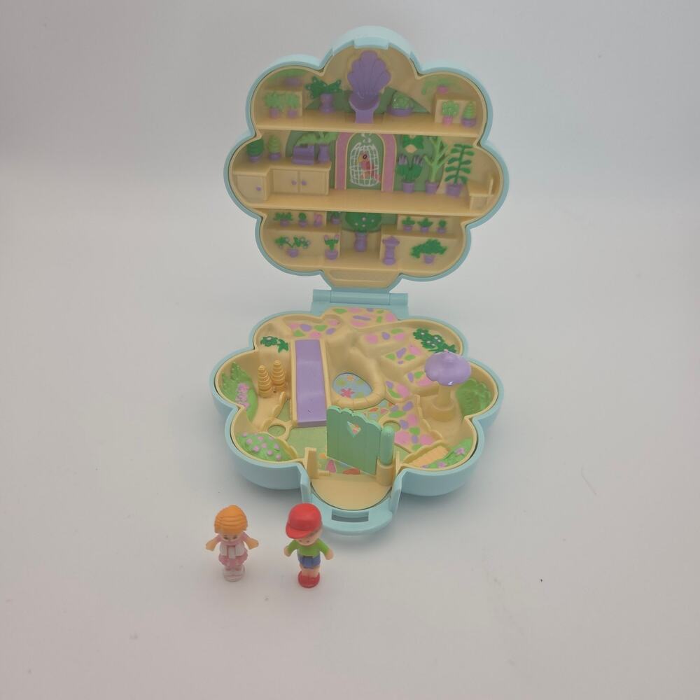 Vintage 1990 Polly Pocket Bluebird Midge's Flower Shop + Both Figures COMPLETE
